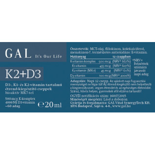 GAL K2+D3 vitamin cseppek (új n: GAL K-komplex+D3) 20ml