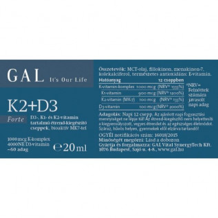 GAL K2+D3 vitamin Forte(új:GAL K komplex+D3 Forte) 20ml