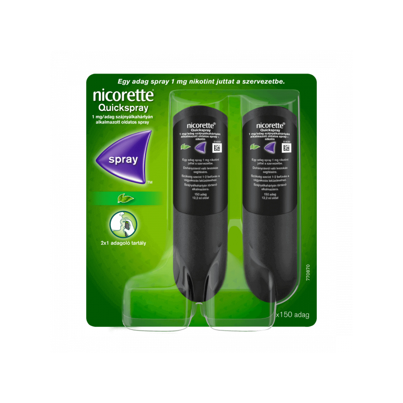 Nicorette Quickspray 1 mg/adag szájnyálk.alk.spray 2x1 adagoló tartály [CSAK_SZEMÉLYES_ÁTVÉTEL]