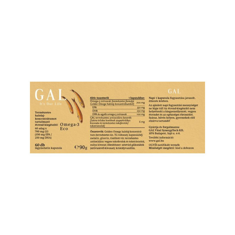 GAL Omega3 Halolaj ECO kapszula 60x Keringés, vénák 4,669.00Ft