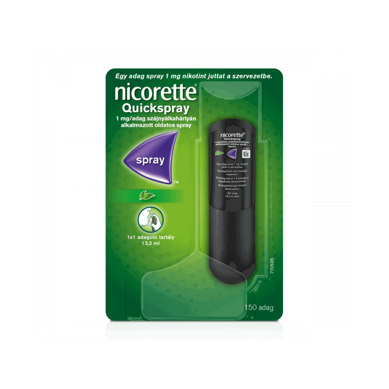 Nicorette Quickspray 1 mg/adag szájnyálk.alk.spray 1x1 adagoló tartály [CSAK_SZEMÉLYES_ÁTVÉTEL]
