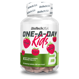 BioTechUsa One-A-Day Kids rágótabletta eper málna 90x Vitaminok, nyomelemek 3,142.00